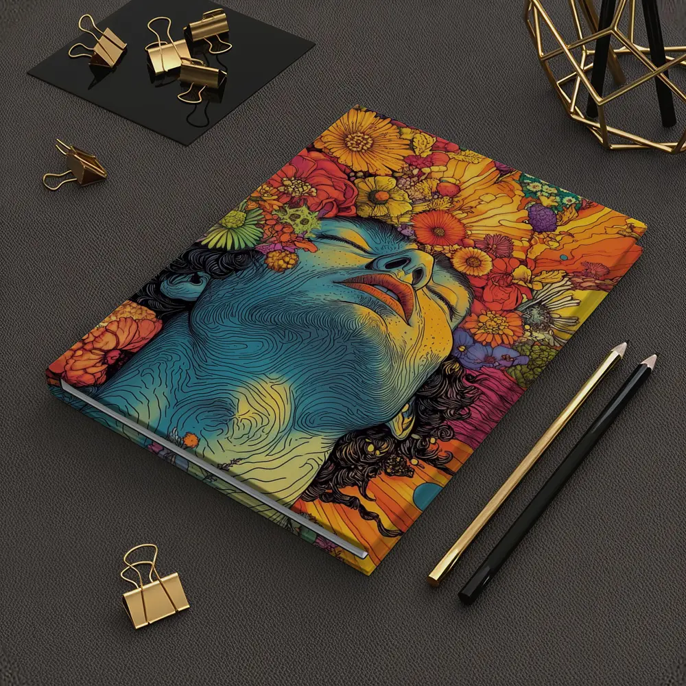 Woman Head Blooming Flowers Psychedelic Art – Notebooks