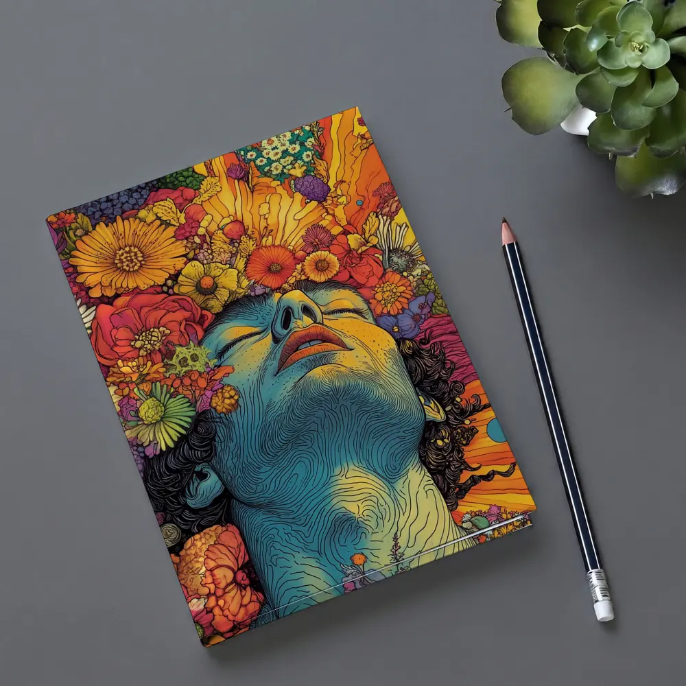Woman Head Blooming Flowers Psychedelic Art – Notebooks