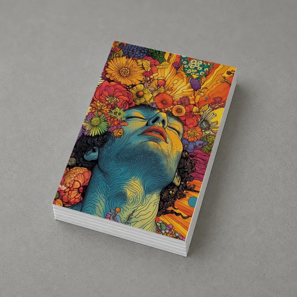Woman Head Blooming Flowers Psychedelic Art – Postcards