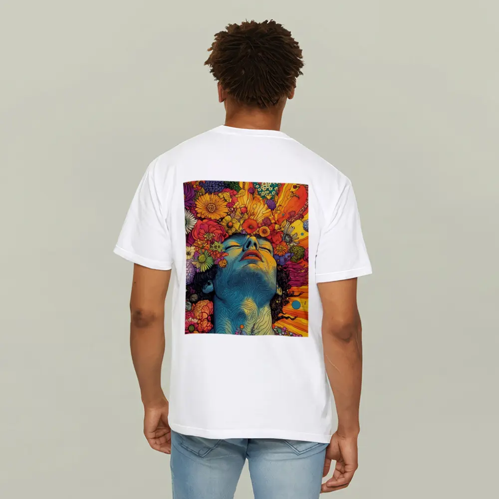 Woman Head Blooming Flowers Psychedelic Art – T-Shirts