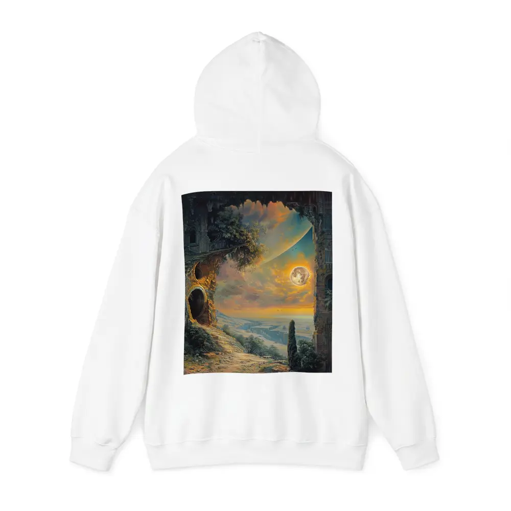 Fantasy Ruins Moon Golden Sky Landscape – Hoodies