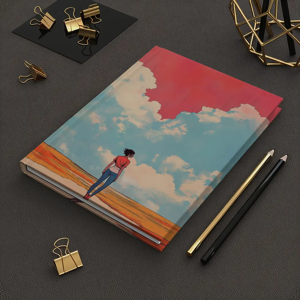 Anime Girl Standing Under Red Sky – Notebooks