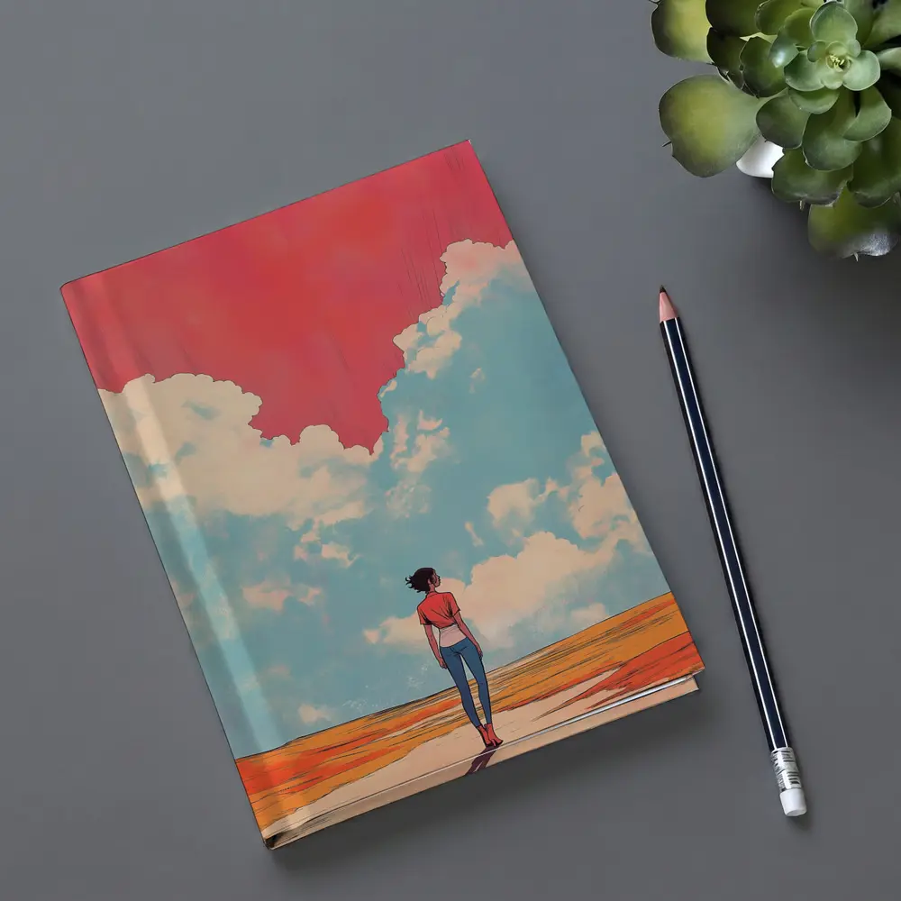 Anime Girl Standing Under Red Sky – Notebooks
