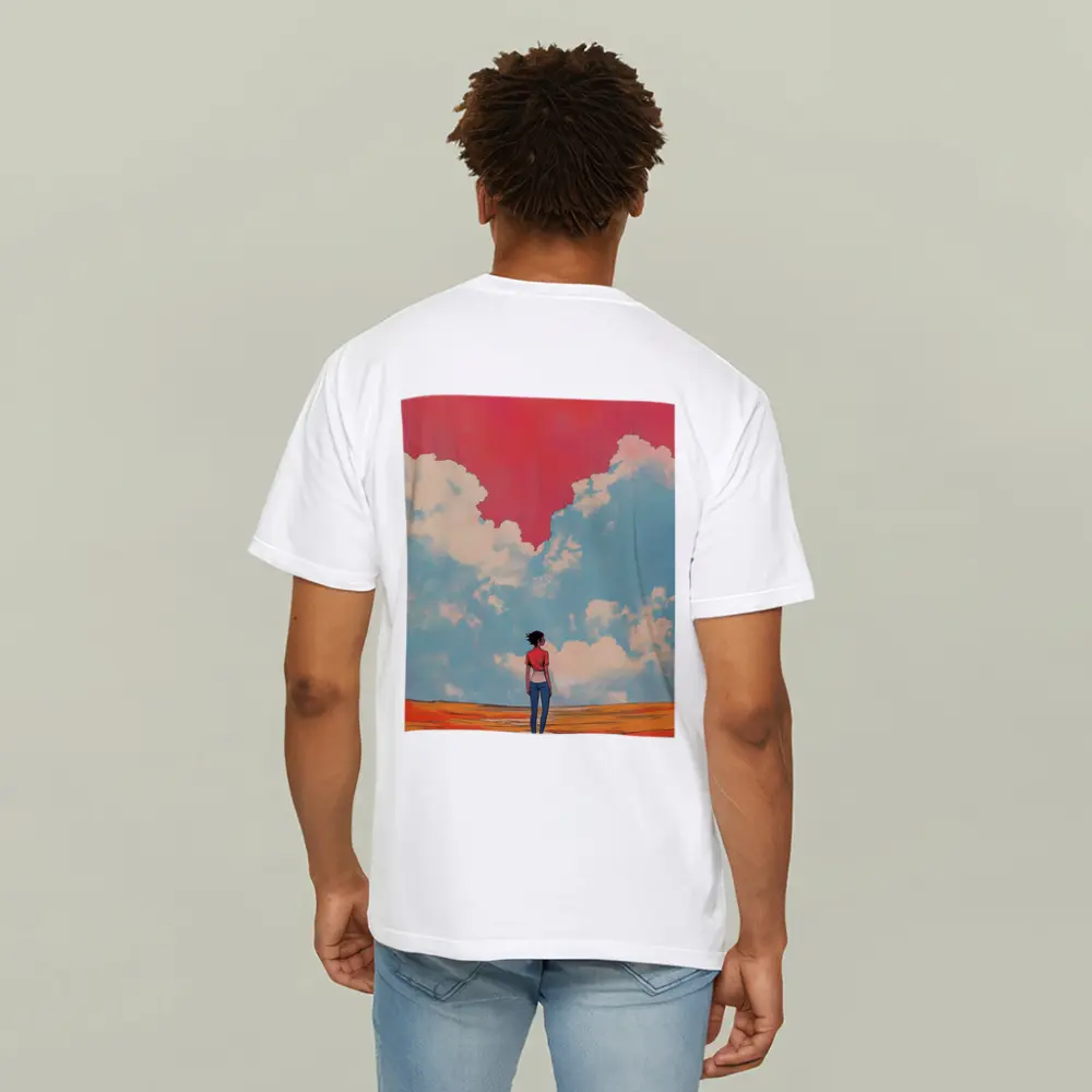 Anime Girl Standing Under Red Sky – T-Shirts