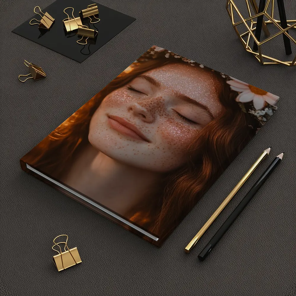Freckled Woman Flower Crown Golden Hour – Notebooks