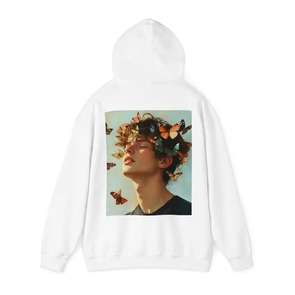 Young Man With Butterflies Oil Painting – Hoodies
