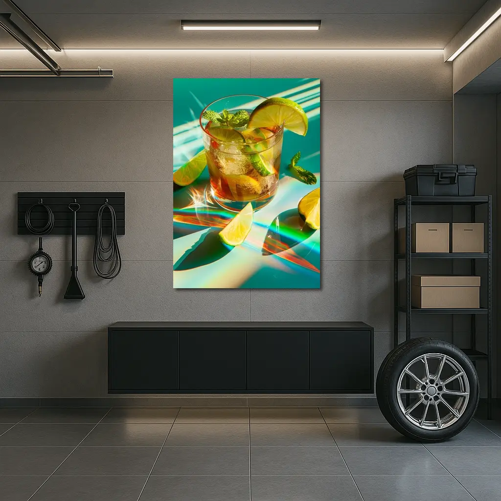 Iced Cocktail Lime Mint Teal Summer – Wall Art