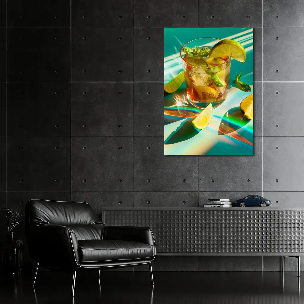 Iced Cocktail Lime Mint Teal Summer – Wall Art