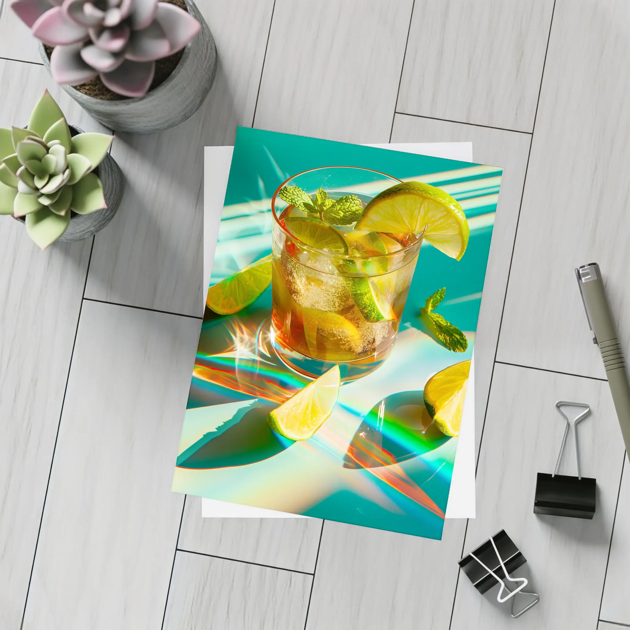 Iced Cocktail Lime Mint Teal Summer – Postcards