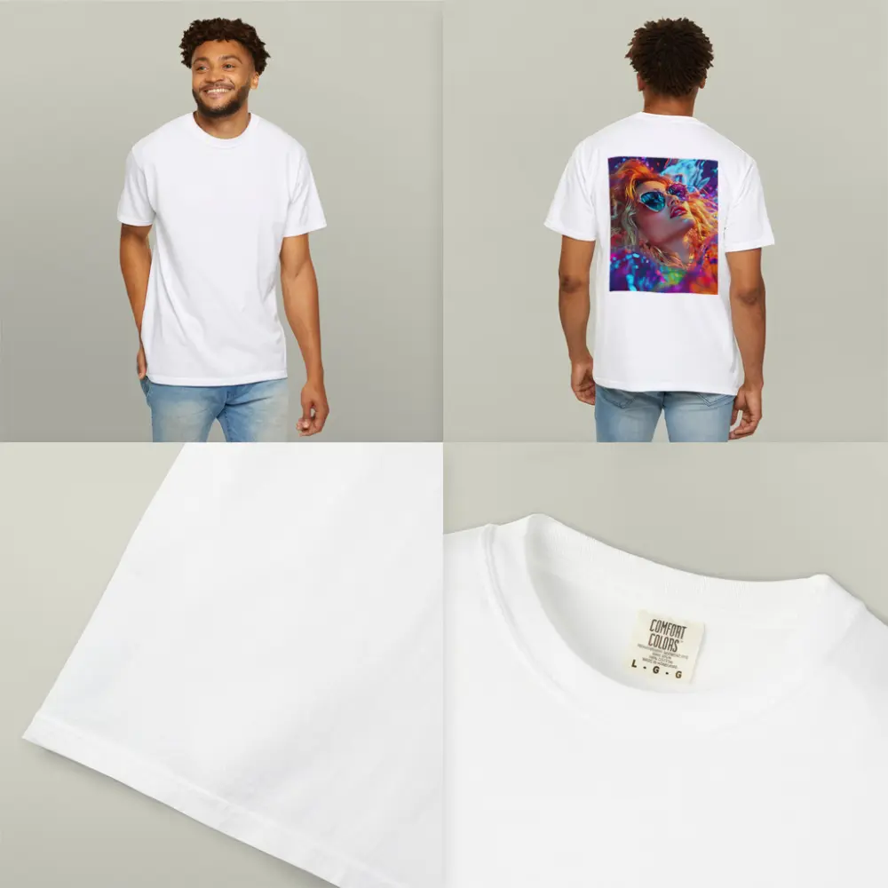 Glamour Woman Neon Holographic Fashion Portrait – T-Shirts