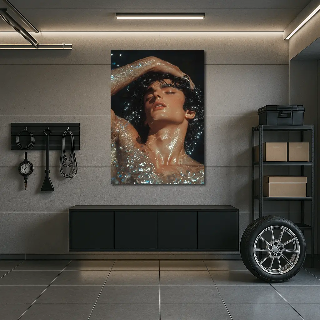 Young Man Wet Dark Water Glistening – Wall Art