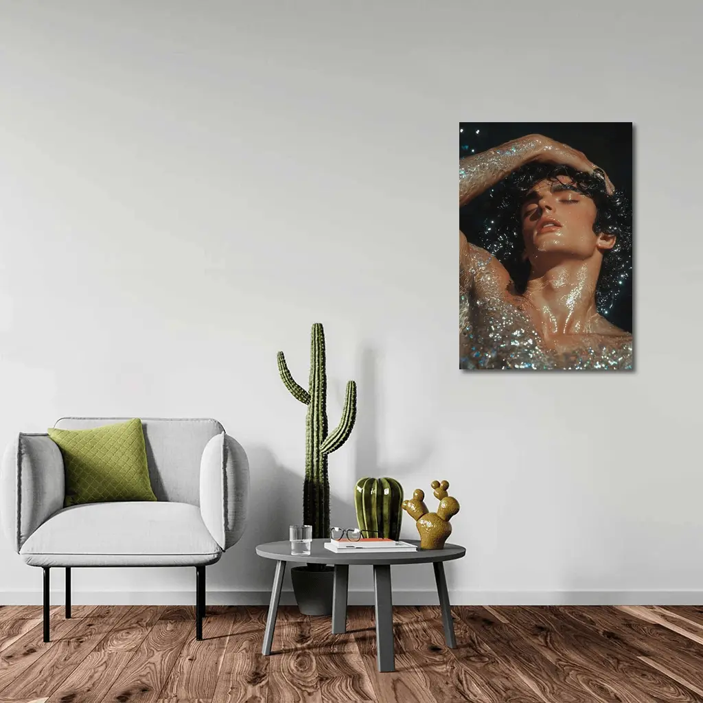 Young Man Wet Dark Water Glistening – Wall Art