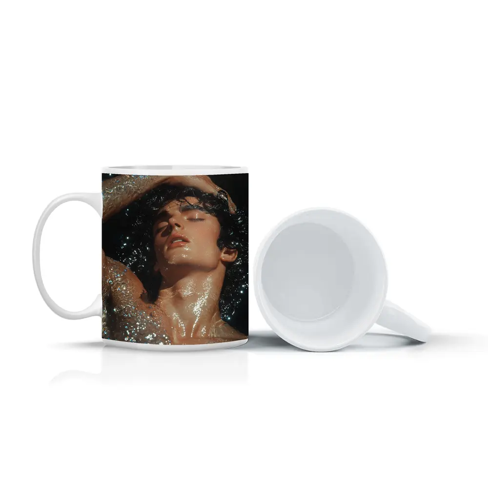Young Man Wet Dark Water Glistening – Mugs