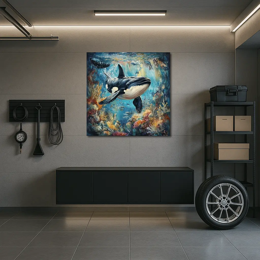 Orca Killer Whale Swimming Coral Reef Ocean – Wall Art