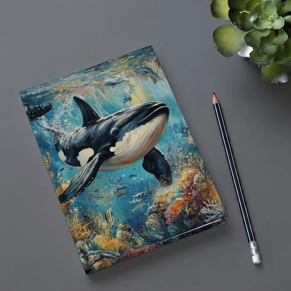 Orca Killer Whale Swimming Coral Reef Ocean – Notebooks