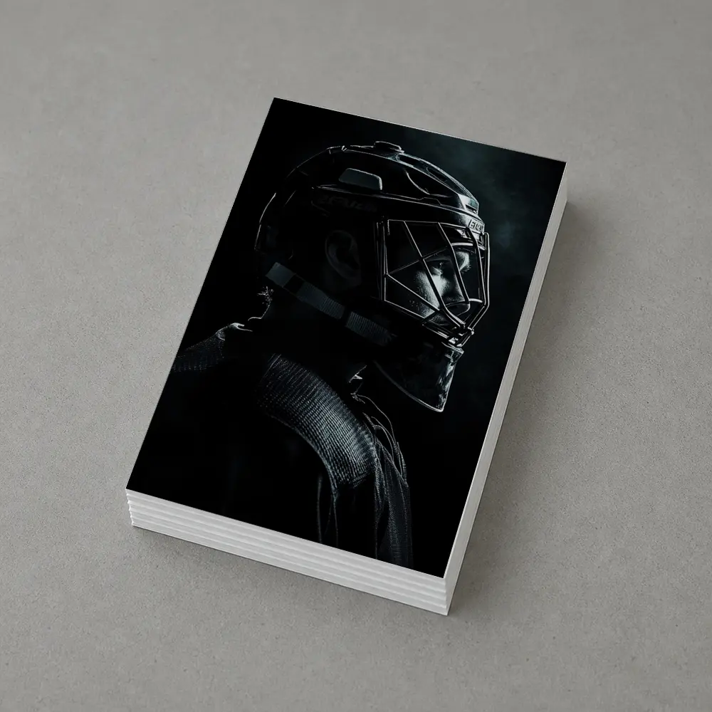 Hockey Goalie Dark Portrait Black Background – Postcards