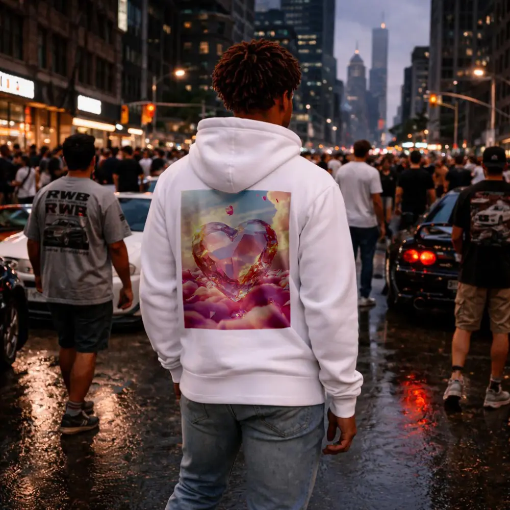 Crystal Diamond Heart Pink Dreamy Clouds Sky – Hoodies
