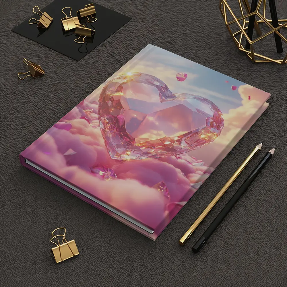 Crystal Diamond Heart Pink Dreamy Clouds Sky – Notebooks