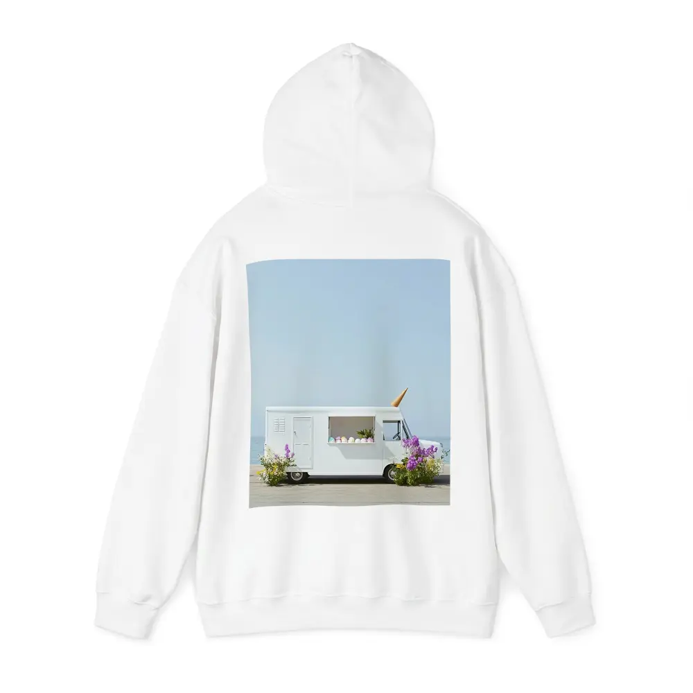 White Ice Cream Truck Beside Ocean Shore – Hoodies