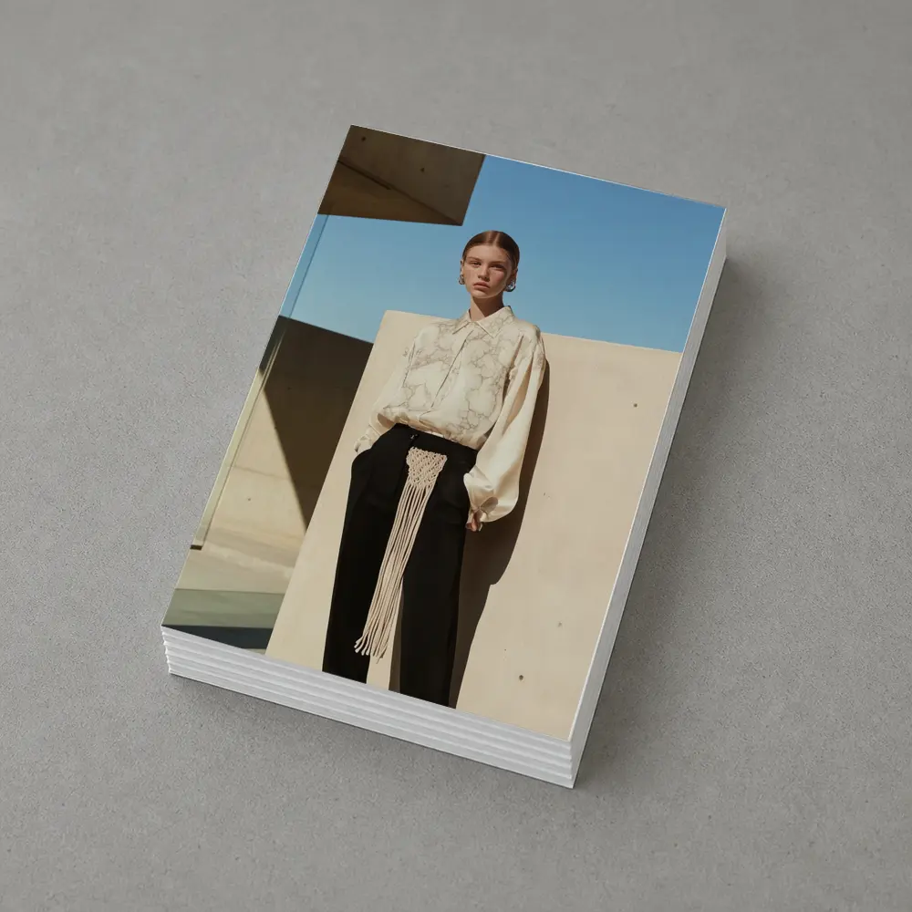 Cream Marble Blouse Black Trousers Minimal Architecture – Postcards