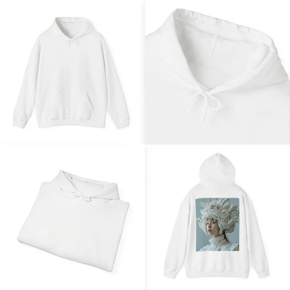 White Coral Headdress Woman Fashion Portrait – Hoodies