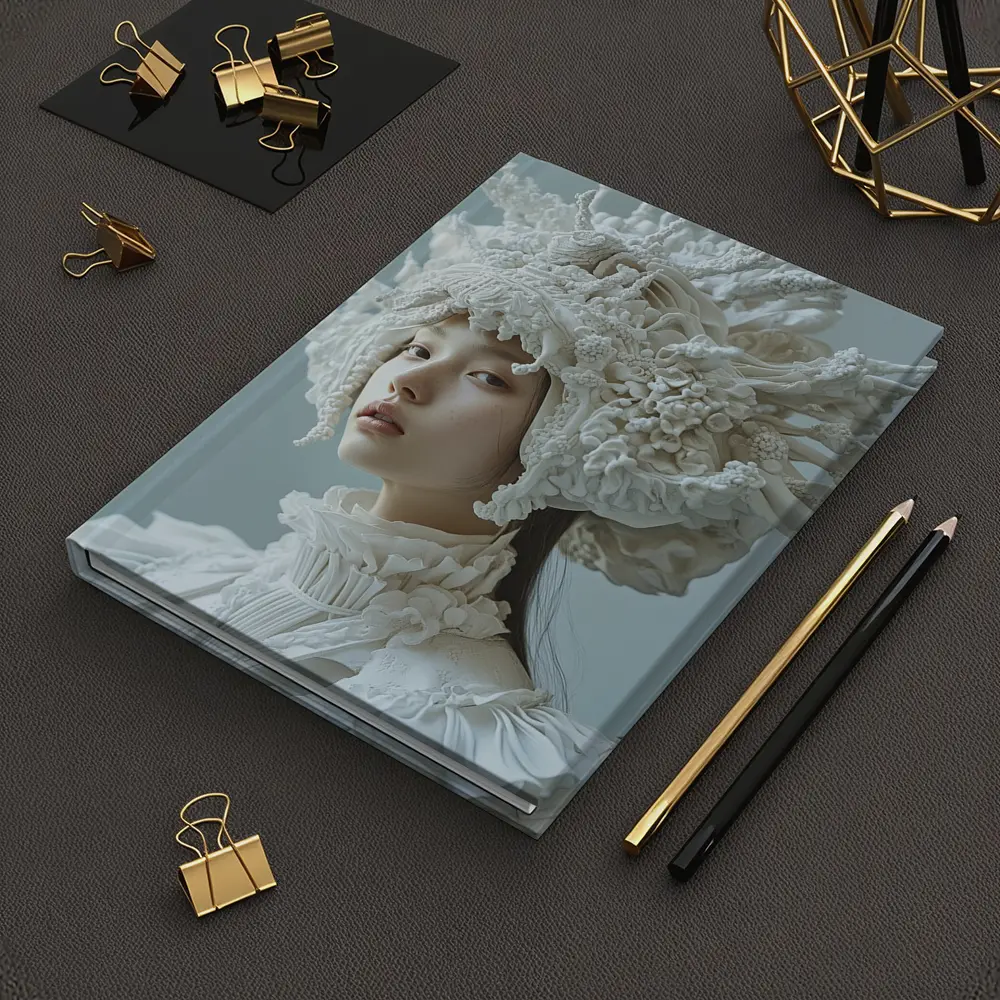 White Coral Headdress Woman Fashion Portrait – Notebooks