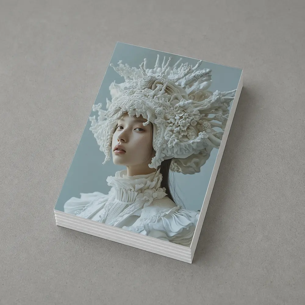 White Coral Headdress Woman Fashion Portrait – Postcards