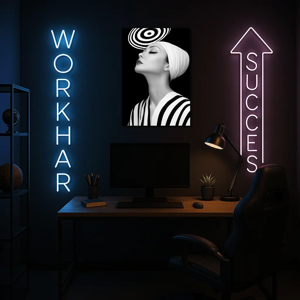 Black White Striped Woman Surreal Abstract Portrait – Wall Art