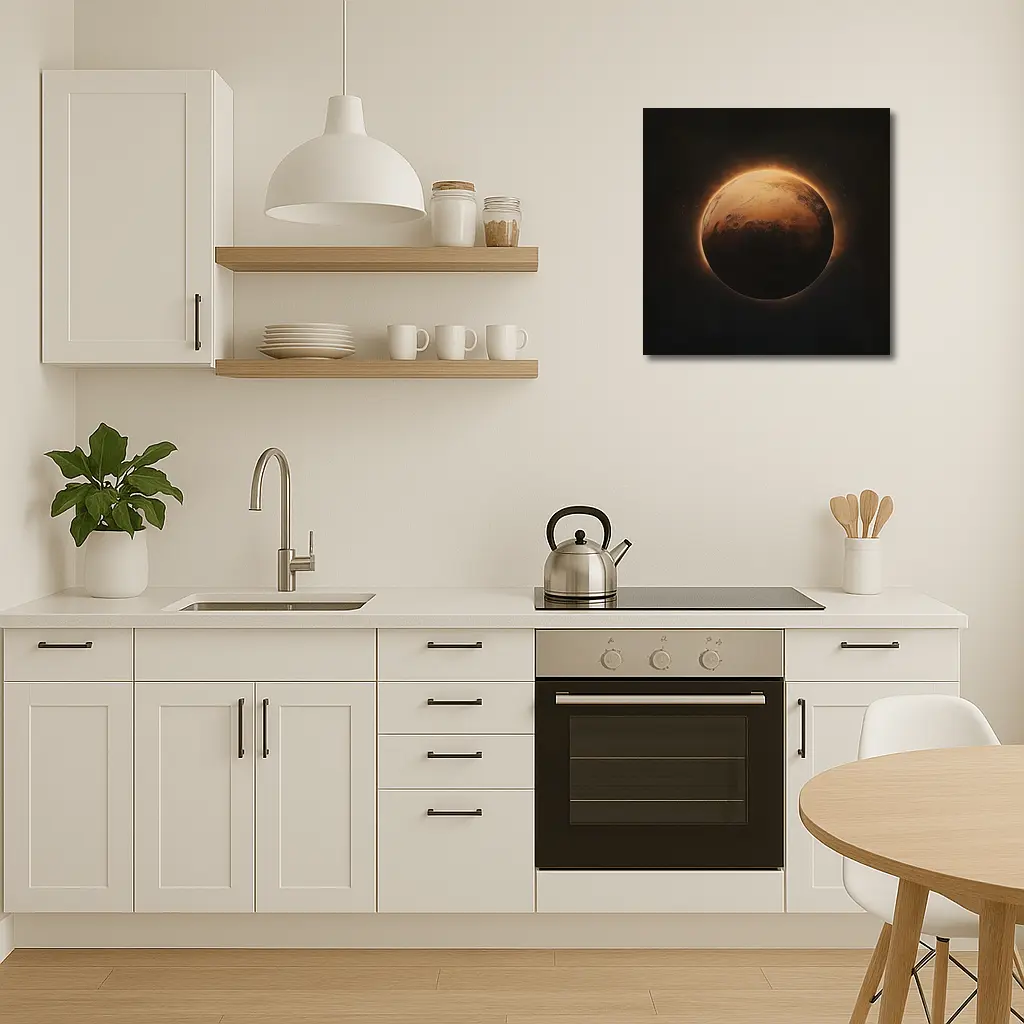 Mars Planet Glowing Light Dark Space – Wall Art