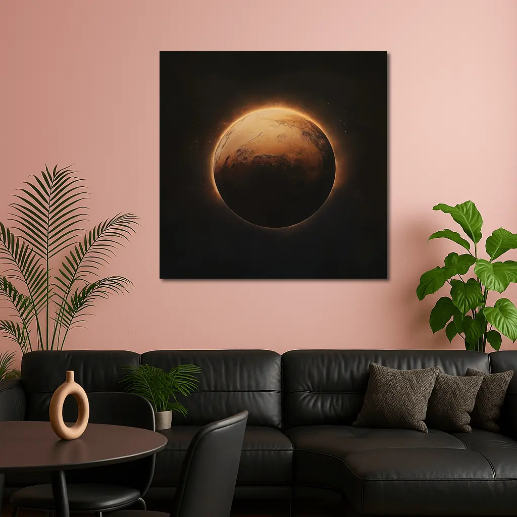 Mars Planet Glowing Light Dark Space – Wall Art