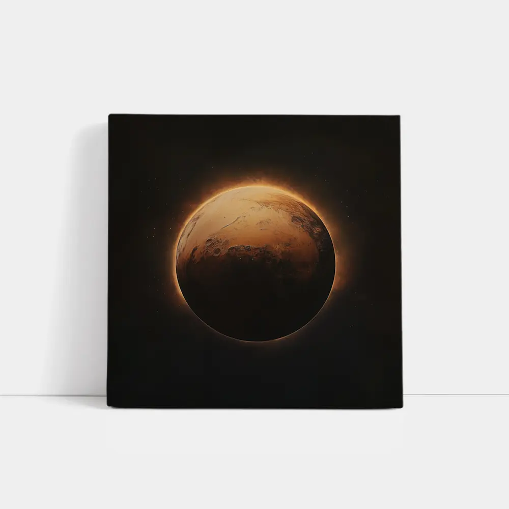 Mars Planet Glowing Light Dark Space – Wall Art