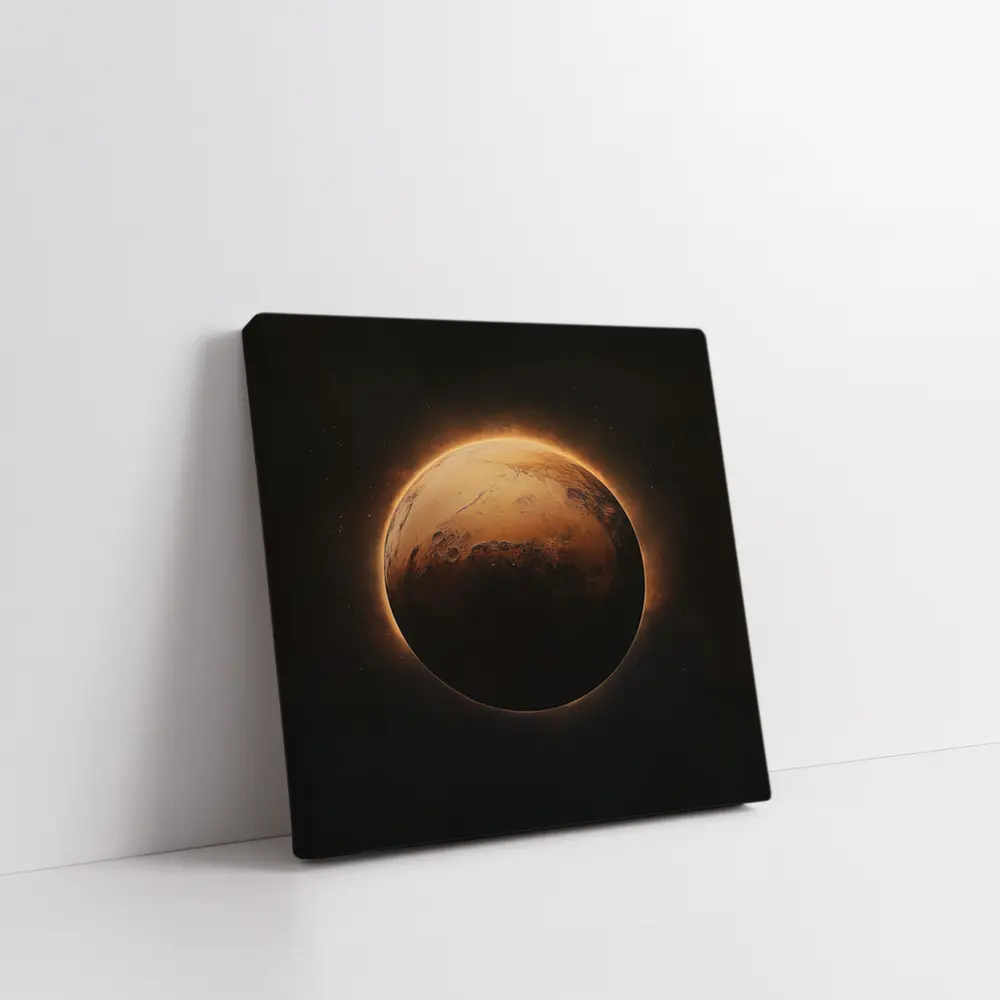 Mars Planet Glowing Light Dark Space – Wall Art