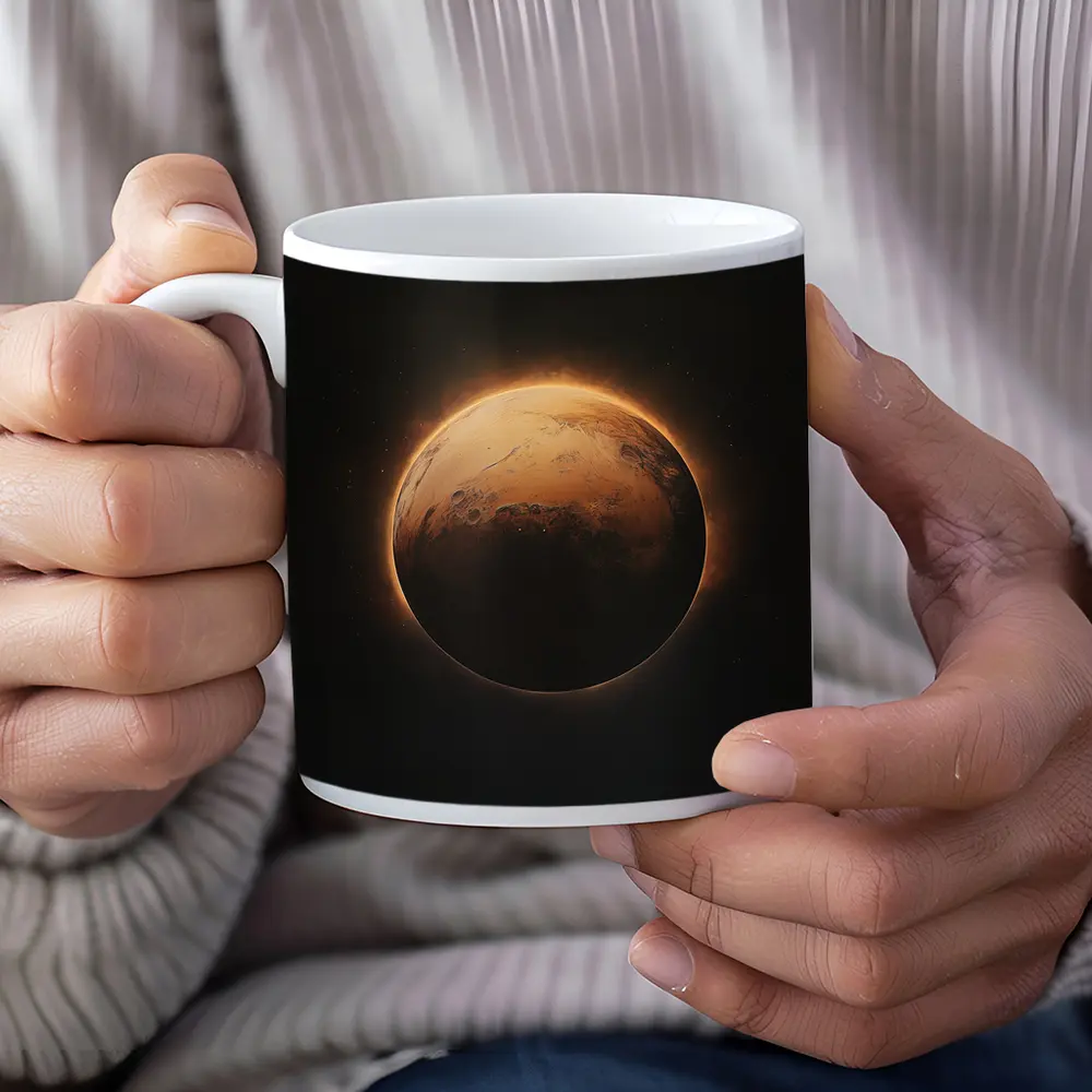 Mars Planet Glowing Light Dark Space – Mugs