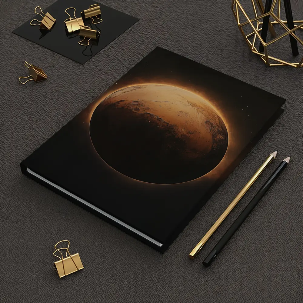 Mars Planet Glowing Light Dark Space – Notebooks