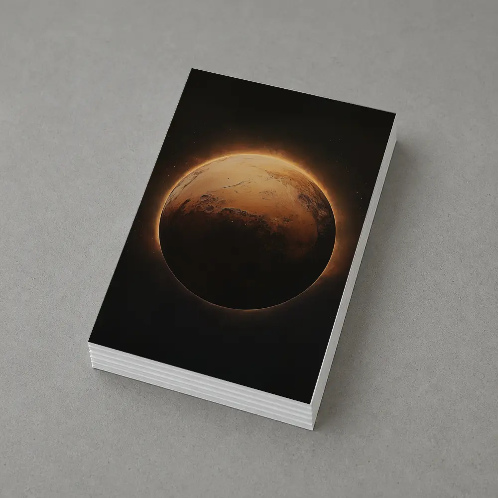 Mars Planet Glowing Light Dark Space – Postcards