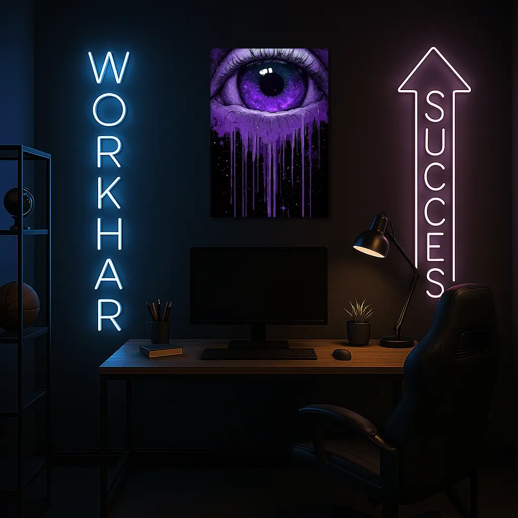 Purple Cosmic Eye Dripping On Black – Wall Art