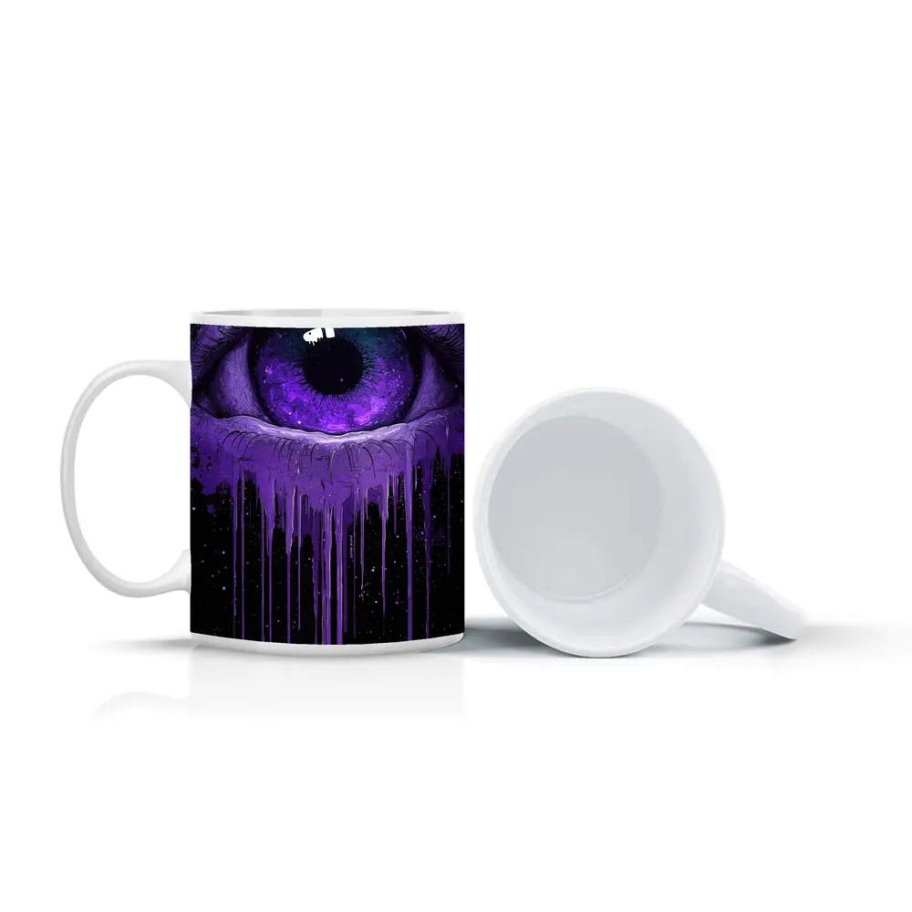 Purple Cosmic Eye Dripping On Black – Mugs