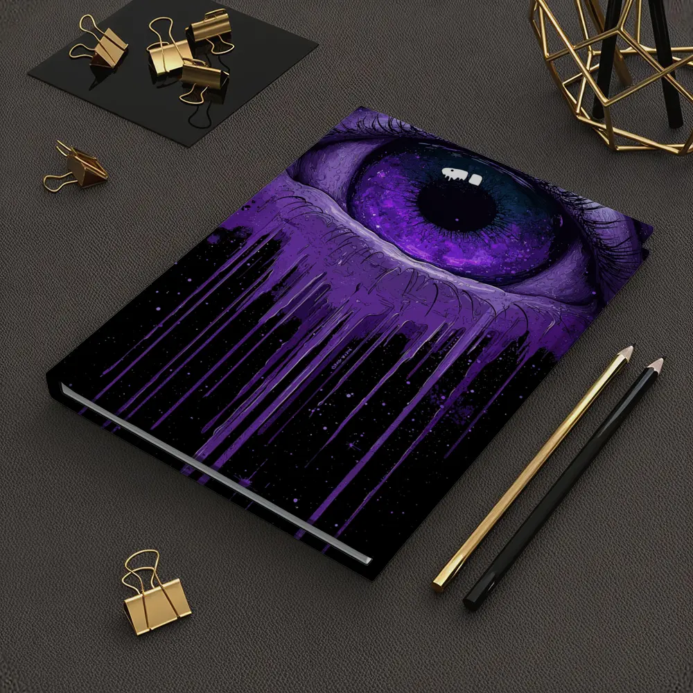 Purple Cosmic Eye Dripping On Black – Notebooks