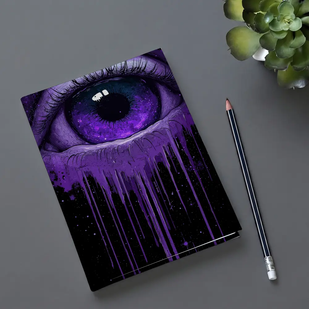 Purple Cosmic Eye Dripping On Black – Notebooks