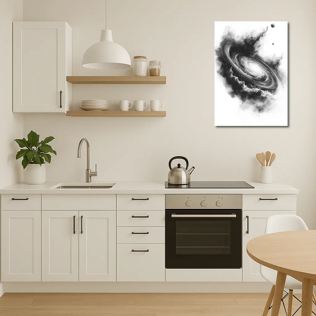 Spiral Galaxy Black White Space Art – Wall Art