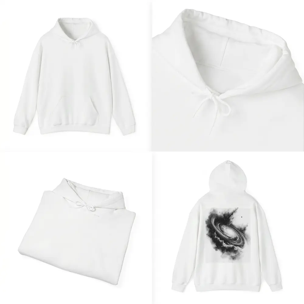 Spiral Galaxy Black White Space Art – Hoodies