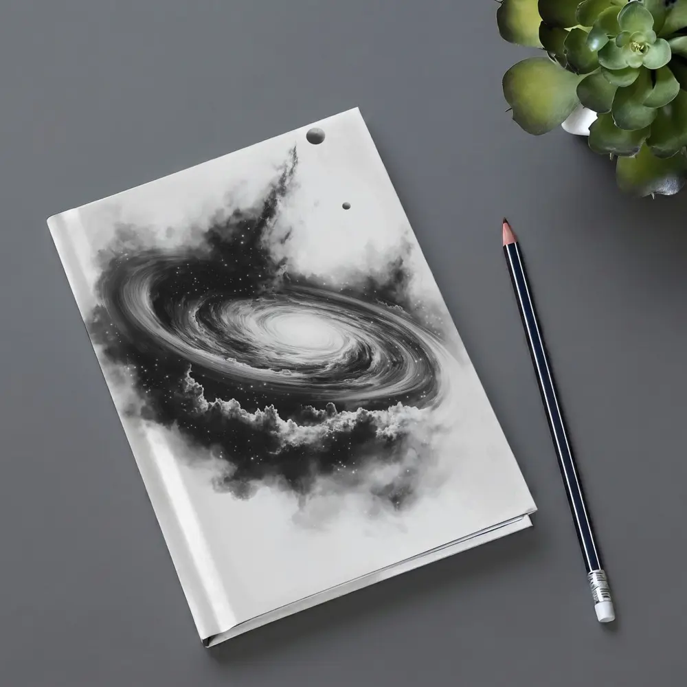 Spiral Galaxy Black White Space Art – Notebooks