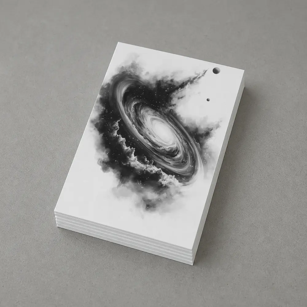 Spiral Galaxy Black White Space Art – Postcards