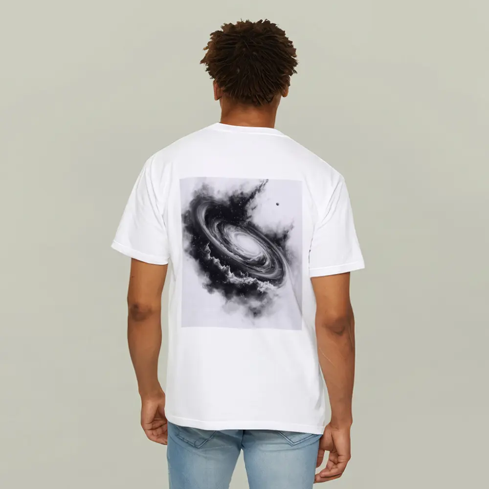 Spiral Galaxy Black White Space Art – T-Shirts