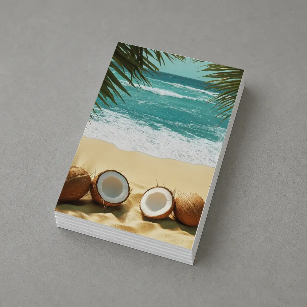 Coconuts On Tropical Beach With Palm Leaves – Postcards