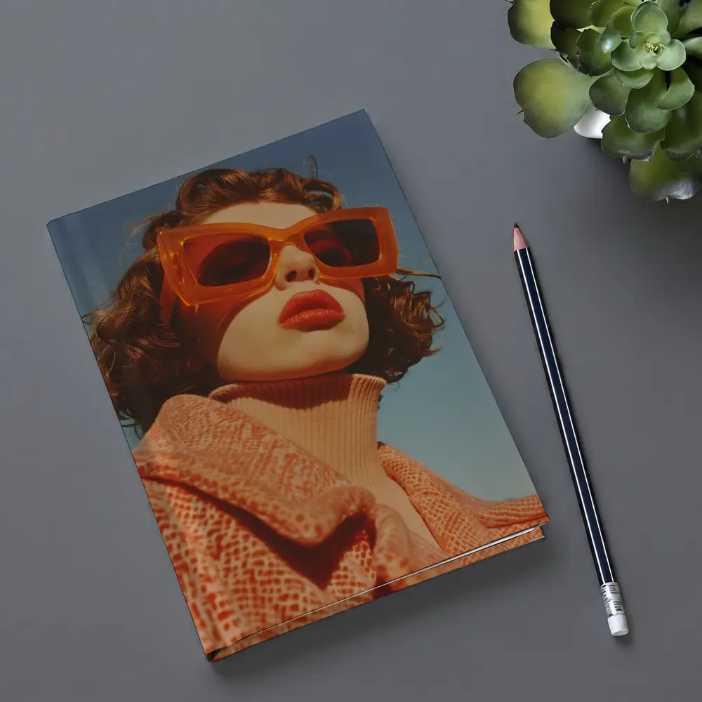 Woman Orange Sunglasses Blue Sky Fashion – Notebooks