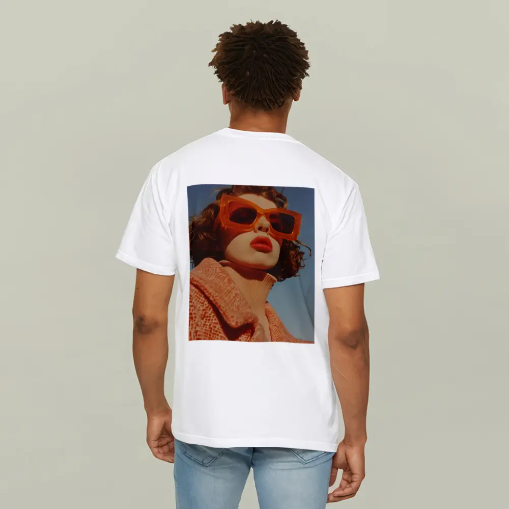 Woman Orange Sunglasses Blue Sky Fashion – T-Shirts