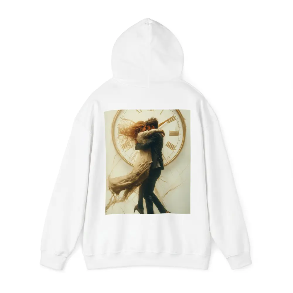 Couple Embracing In Front Of Clock – Hoodies