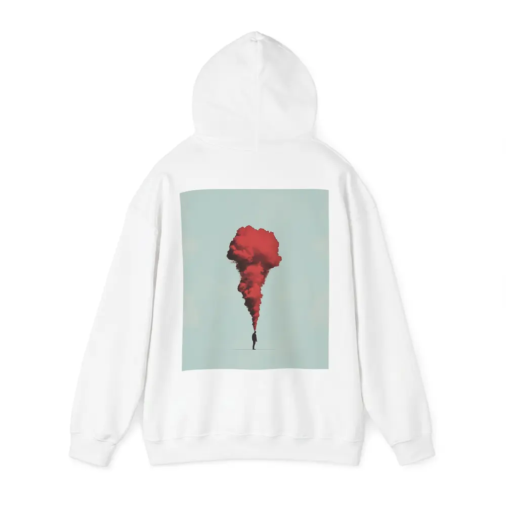 Man Red Smoke Cloud Surreal Minimal Art – Hoodies