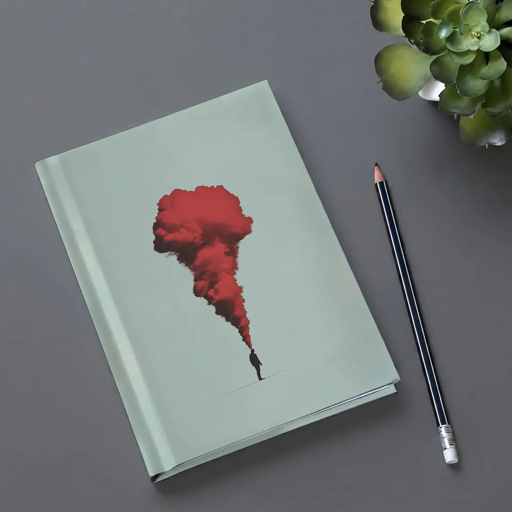 Man Red Smoke Cloud Surreal Minimal Art – Notebooks